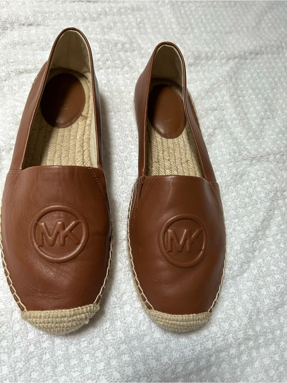 Michael Kors Cognac Leather MK Espadrille Flats